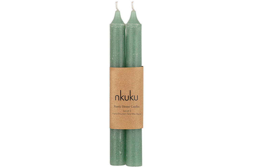 Rustic Soy Blend Dinner Candle Sage Green Set Of 2
