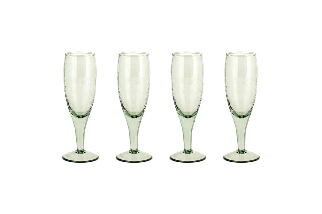 Yala Hammered Champagne Glass Sage Green Set Of 4