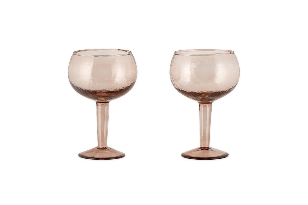Yala Hammered Gin Glass Dusty Terracotta Set Of 2