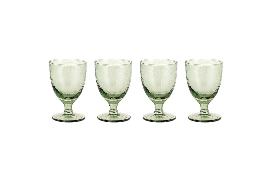 Yala Hammered Wine Glass - Sage Green Set of 4