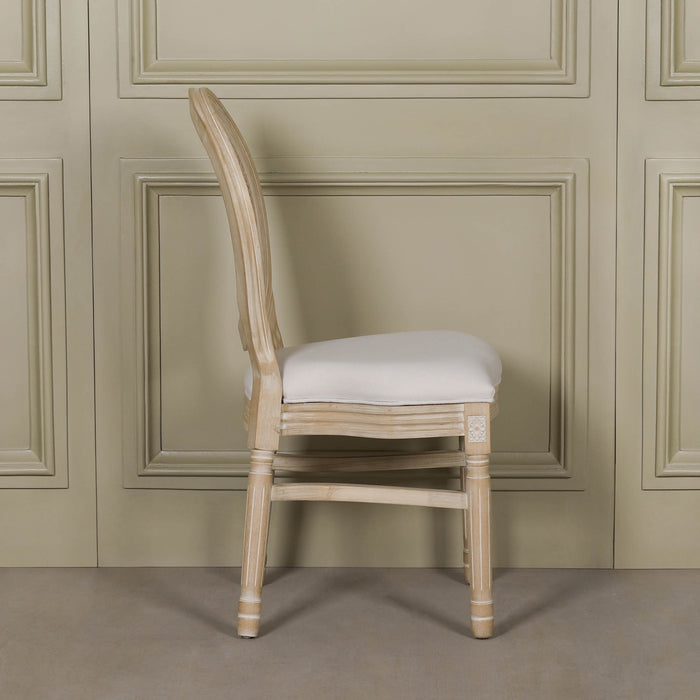Light Wooden Louis Upholstered Dining Chair