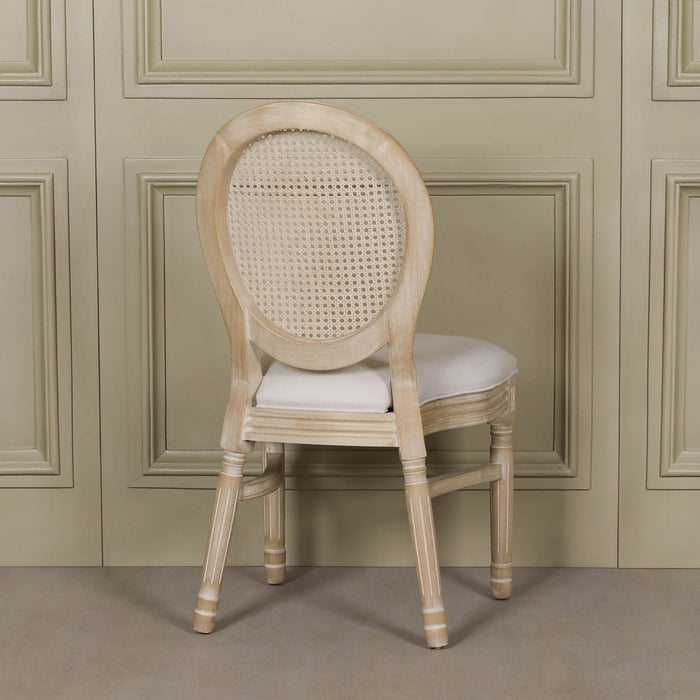 Light Wooden Louis Upholstered Dining Chair