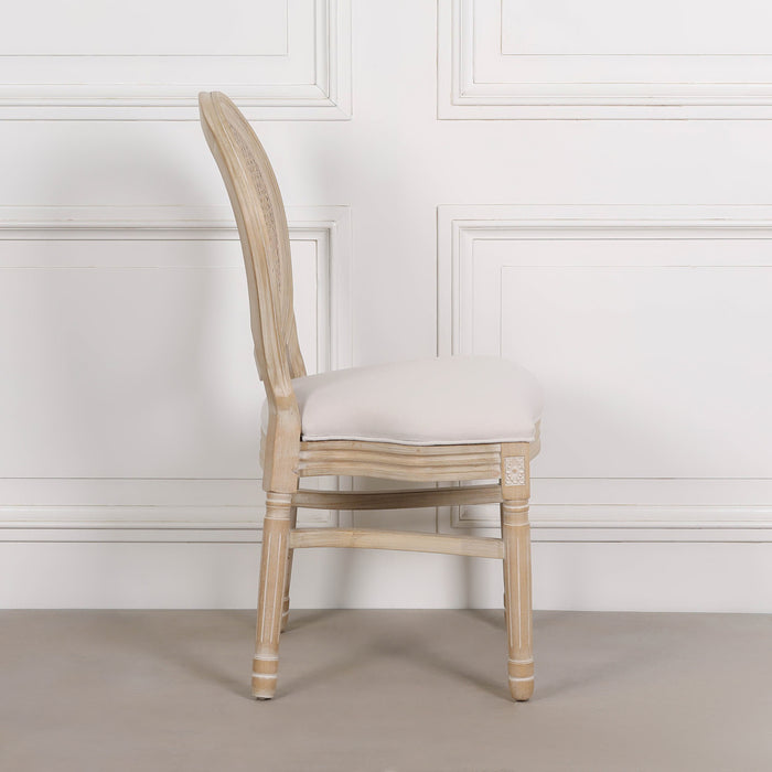 Light Wooden Louis Upholstered Dining Chair