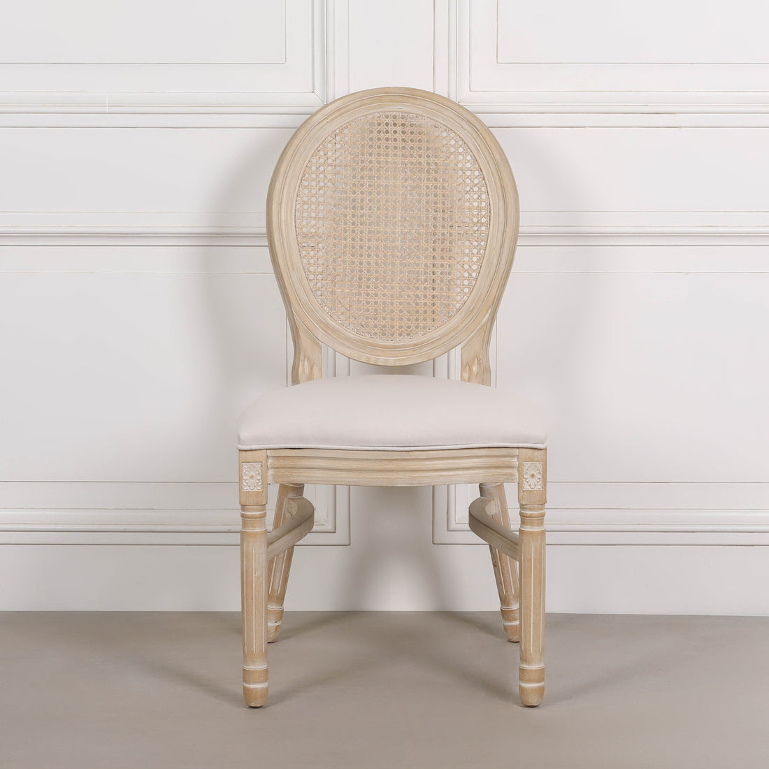 Light Wooden Louis Upholstered Dining Chair