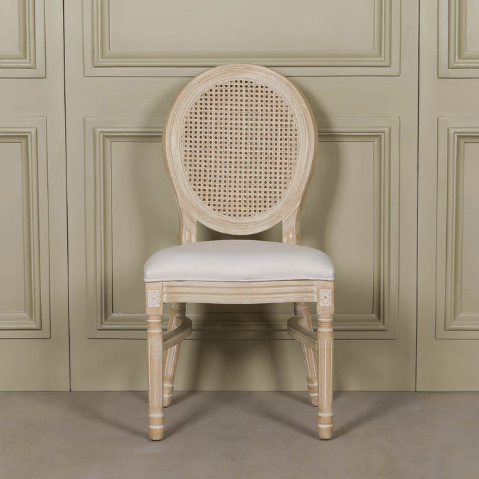 Light Wooden Louis Upholstered Dining Chair