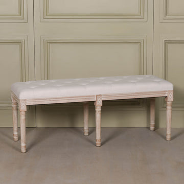 Light Wooden Louis Upholstered Bench
