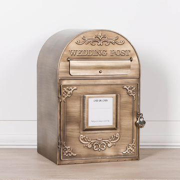 Antiqued Gold Wedding Post Letter Box