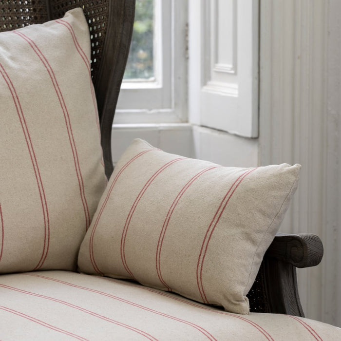 Rattan Wing Armchair Ticking Stripe Red