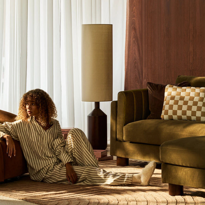 Wynter Floor Lamp Natural Linen & Walnut