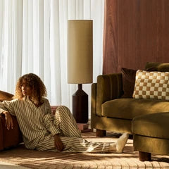 Wynter Floor Lamp | Natural Linen & Walnut