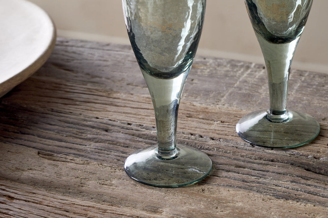 Yala Hammered Champagne Glass Sage Green Set Of 4