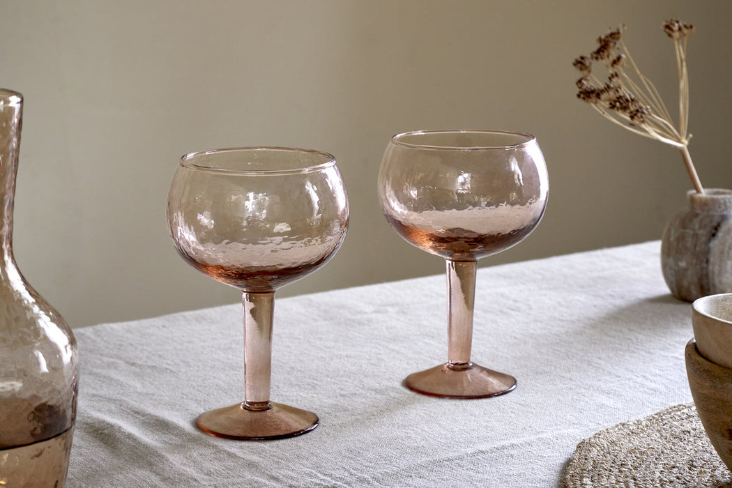 Yala Hammered Gin Glass Dusty Terracotta Set Of 2