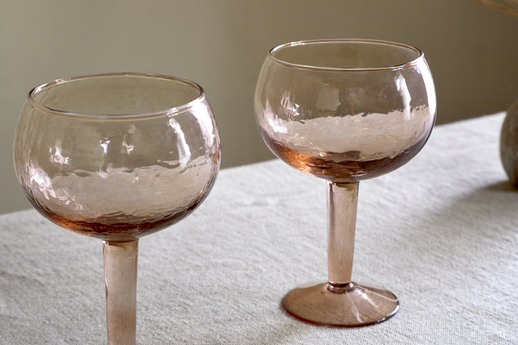 Yala Hammered Gin Glass Dusty Terracotta Set Of 2