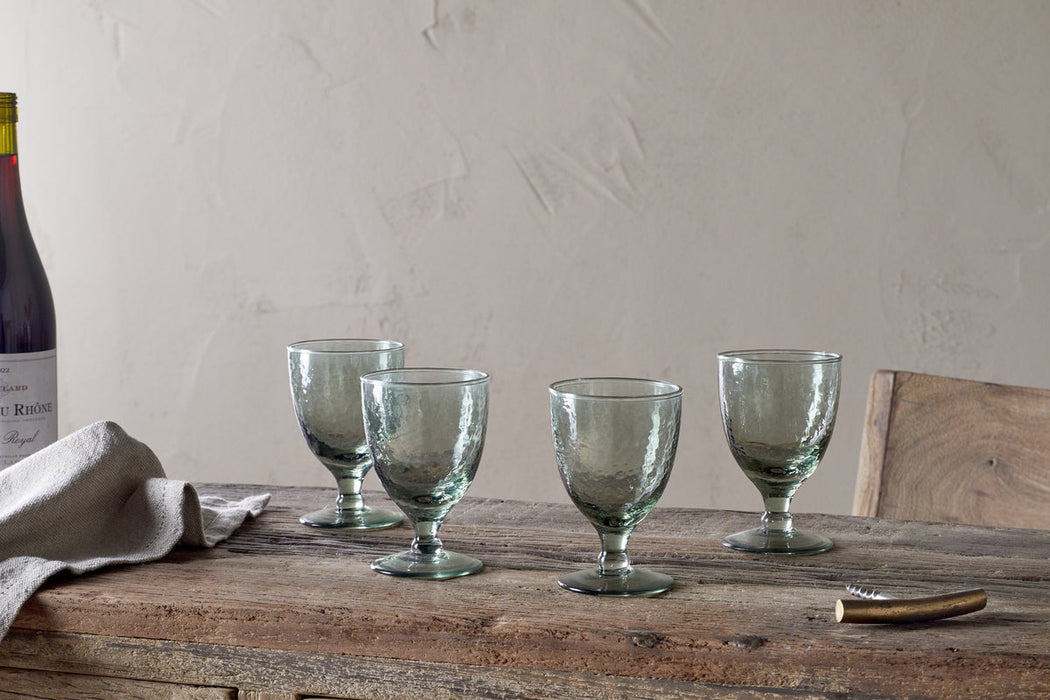Yala Hammered Wine Glass Sage Green Set Of 4