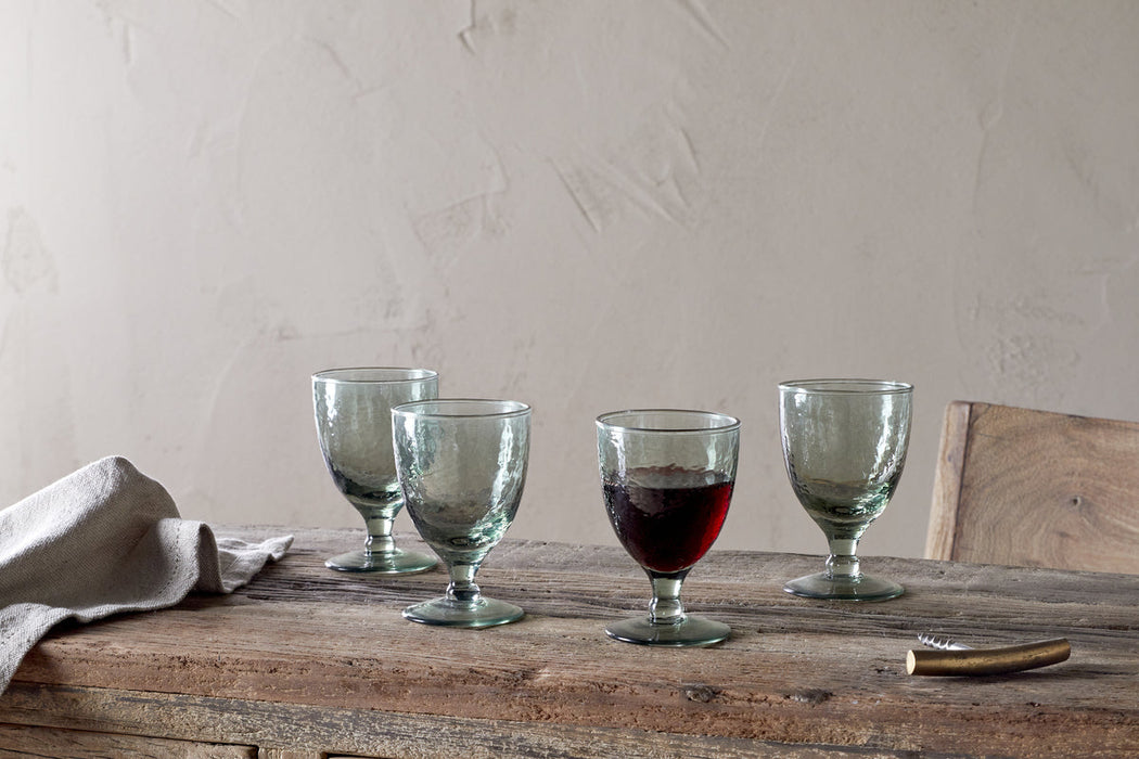Yala Hammered Wine Glass Sage Green Set Of 4
