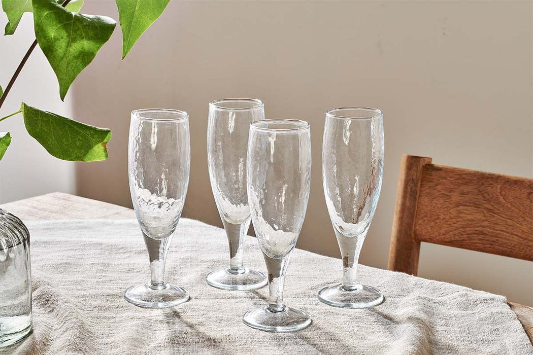 Yala Hammered Champagne Glass Clear Glass