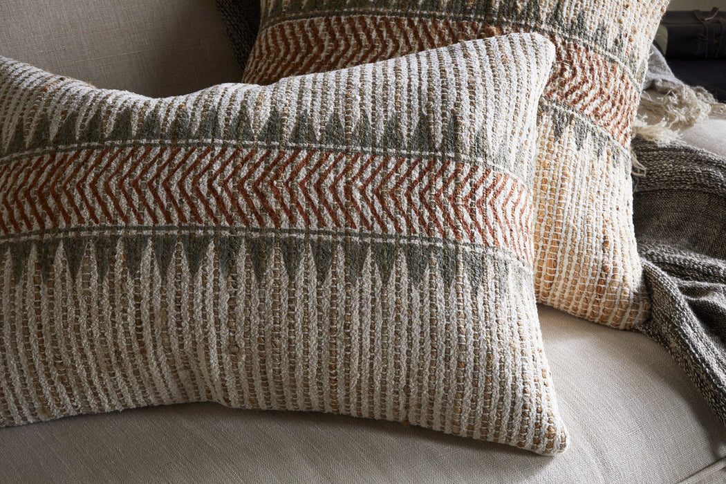 Zairya Jute Cotton Cushion Cover Natural Rust 60 X 40Cm