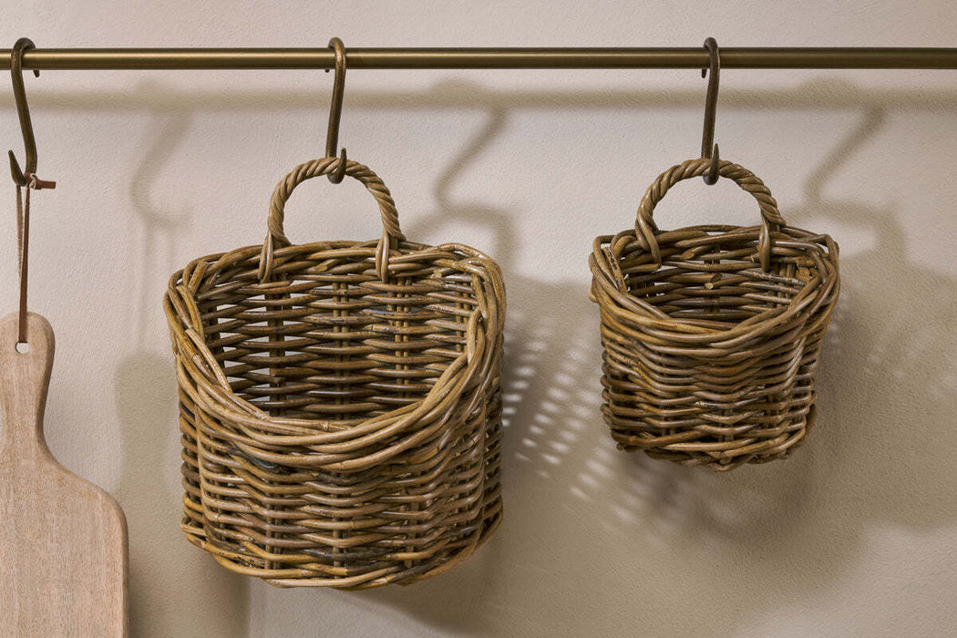 Zawar Rattan Hanging Baskets - Natural Set of 2