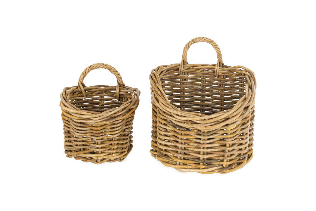 Zawar Rattan Hanging Baskets - Natural Set of 2