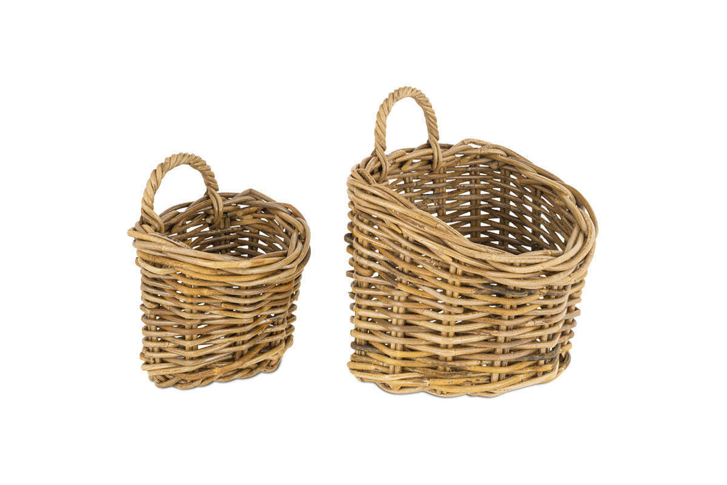 Zawar Rattan Hanging Baskets - Natural Set of 2