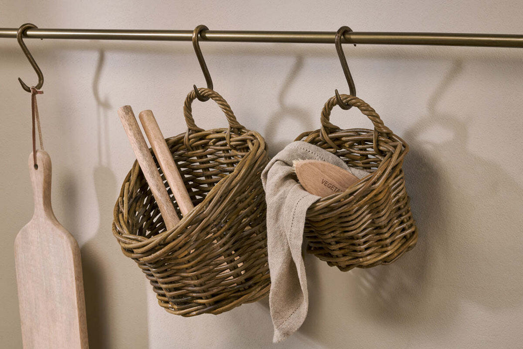 Zawar Rattan Hanging Baskets - Natural Set of 2