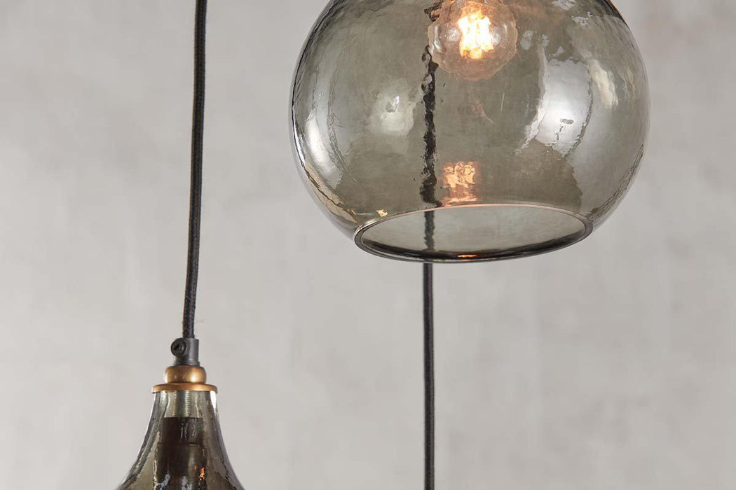 Ziva Recycled Glass Cluster Pendant Green Smoke