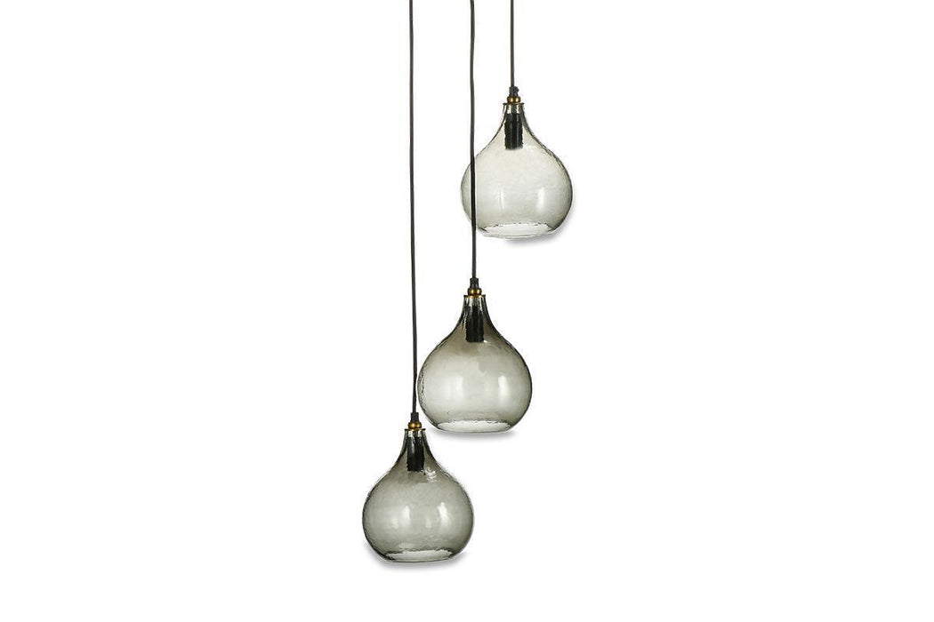 Ziva Recycled Glass Cluster Pendant Green Smoke