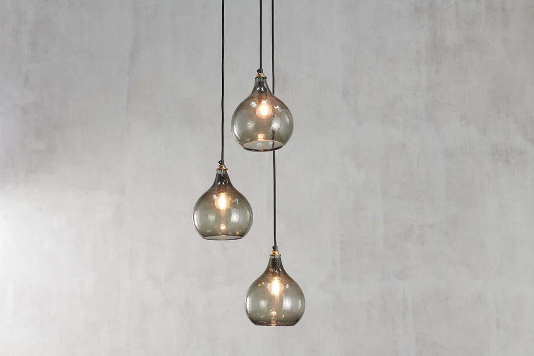 Ziva Recycled Glass Cluster Pendant Green Smoke