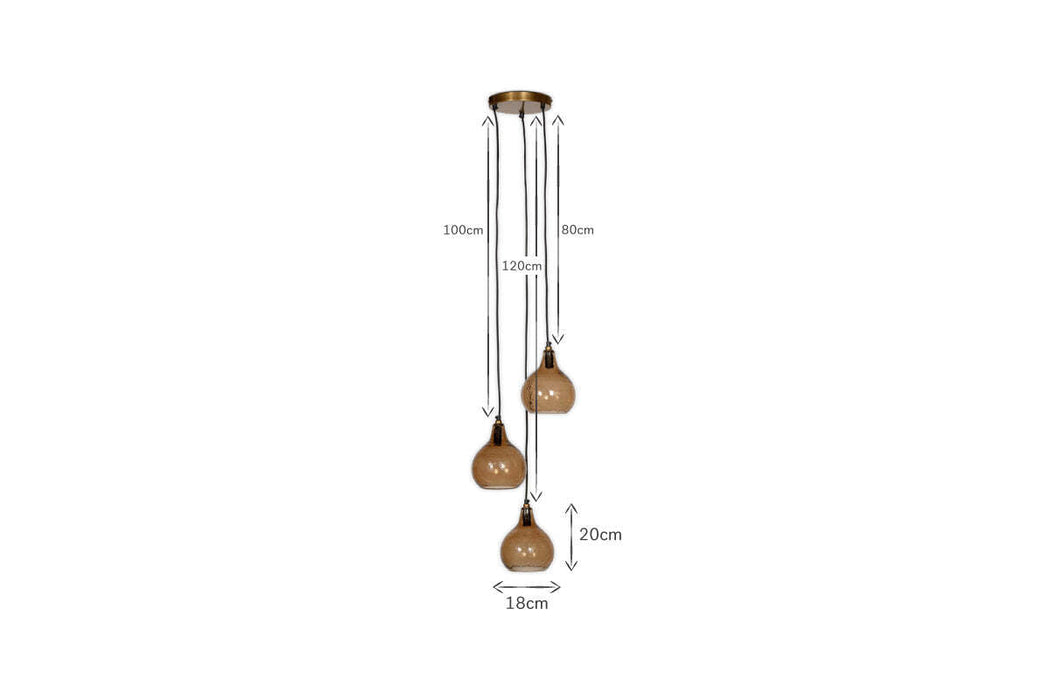 Ziva Recycled Glass Cluster Pendant Light Smoke Brown