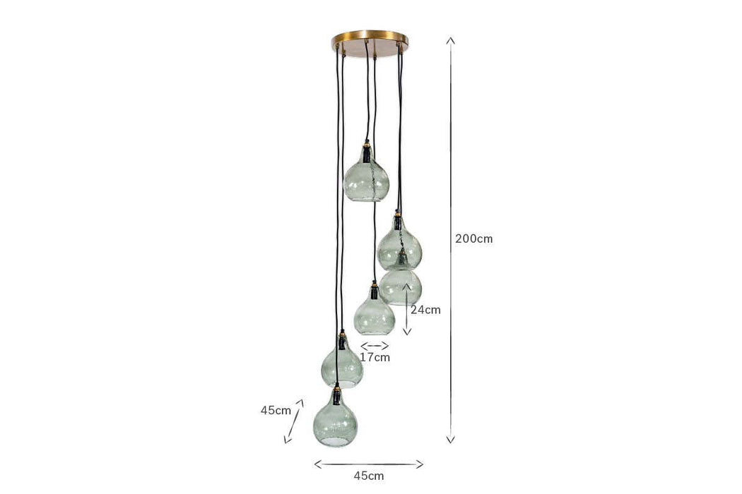 Ziva Statement Recycled Glass Cluster Pendant - Green Smoke