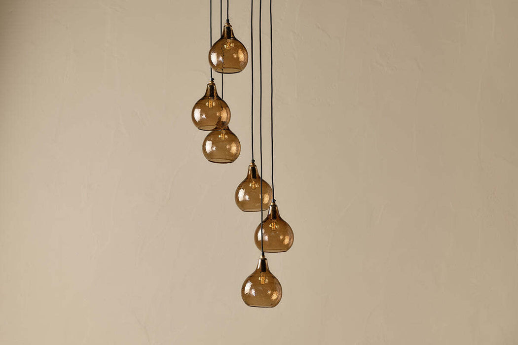 Ziva Statement Recycled Glass Cluster Pendant Light Smoke Brown