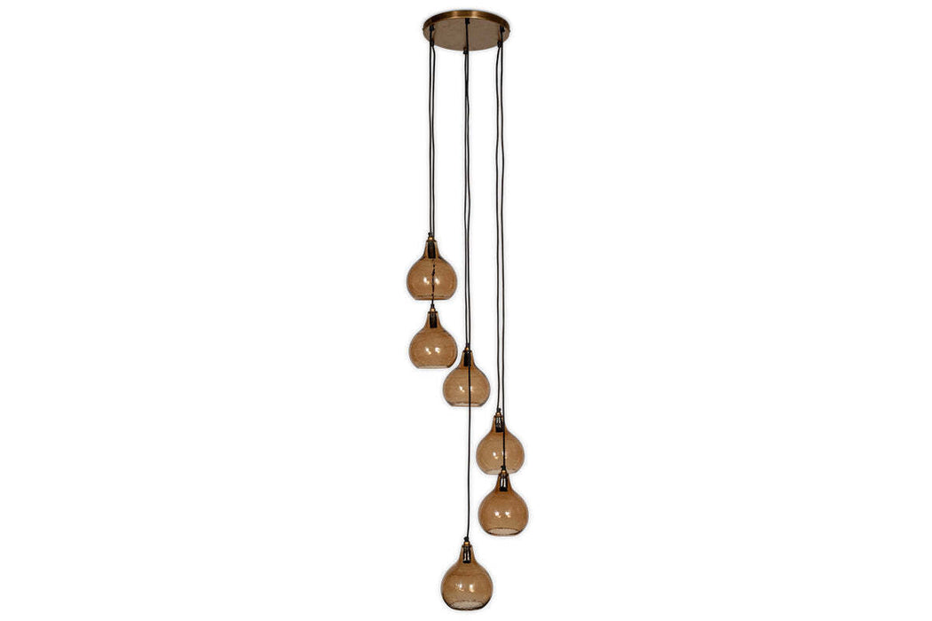 Ziva Statement Recycled Glass Cluster Pendant Light Smoke Brown