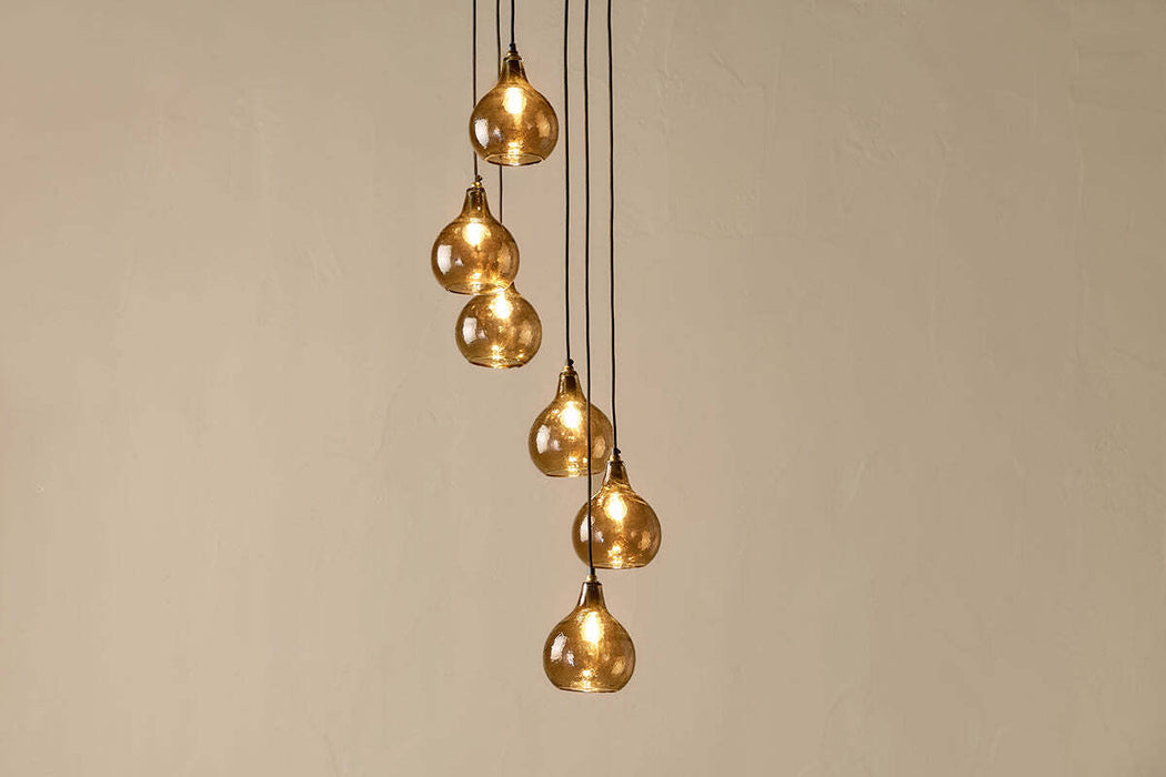 Ziva Statement Recycled Glass Cluster Pendant Light Smoke Brown