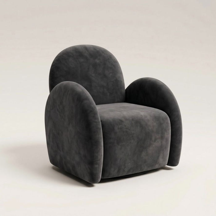Charcoal Velvet Easy Swivel Chair - In Stock