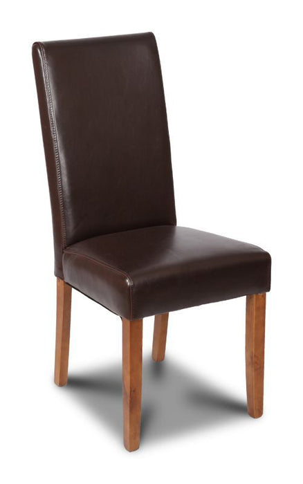 Brown Barcelona Leather Dining Chair 2 Colours Dark Leg - In Stock