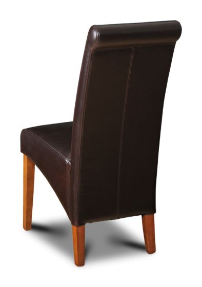 Acre & Artisan Brown Leather Rollback Dining Chair A1Dr