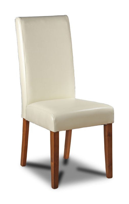 Cream Barcelona Leather Dining Chair 2 Colours Dark Leg - In Stock