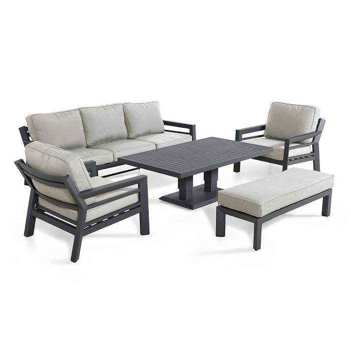 New York 3 Seat Sofa Aluminium Sofa Set with Rising Table