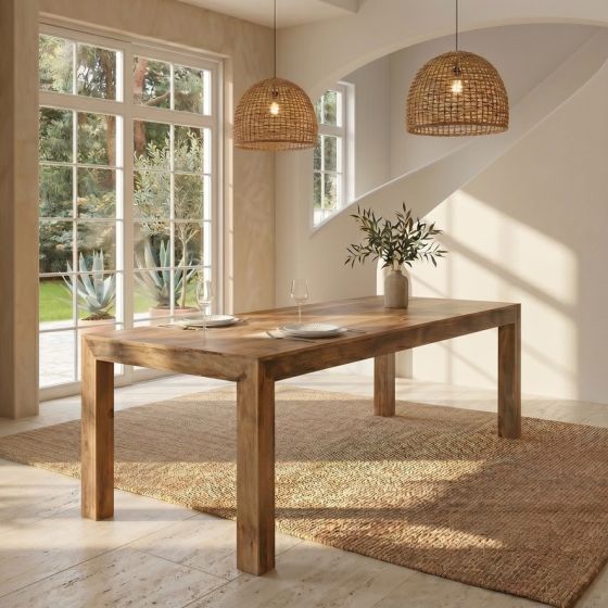 Acre & Artisan Light Solid Wood 220Cm Dining Table