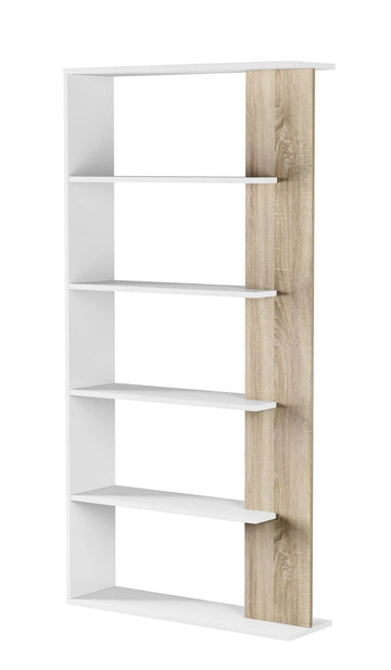 Amos Mann White and Oak Effect Bookcase