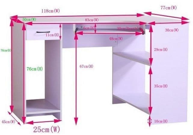 White Corner Desk with Drawer and Shelves
