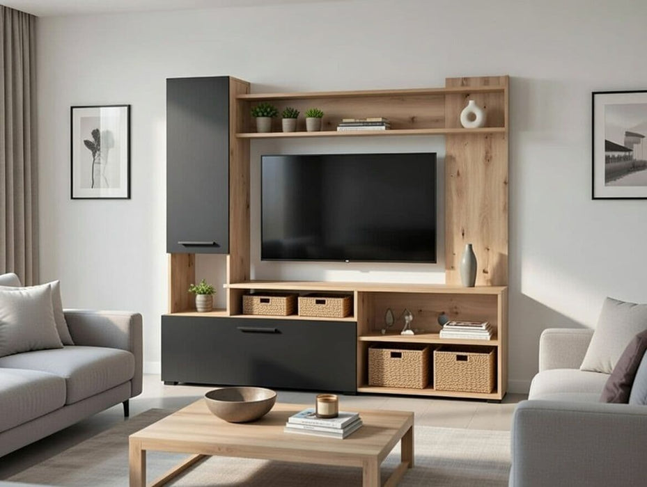 Artisan Oak Effect & Black TV Entertainment Unit