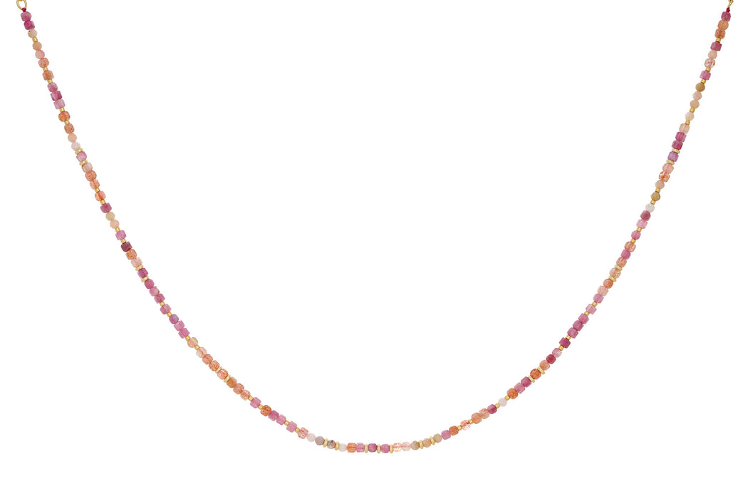 Allegra Gold & Pink Tourmaline Mix Gemstone Necklace