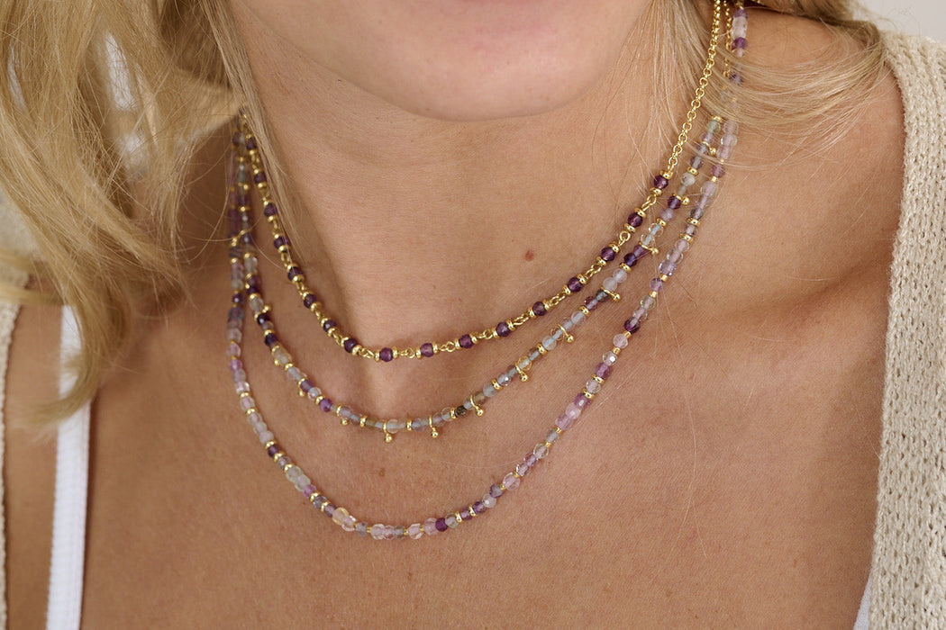Allegra Gold & Rainbow Fluorite Beaded Necklace