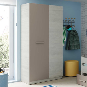 Amos Mann White & Grey Ash 2 Door Wardrobe