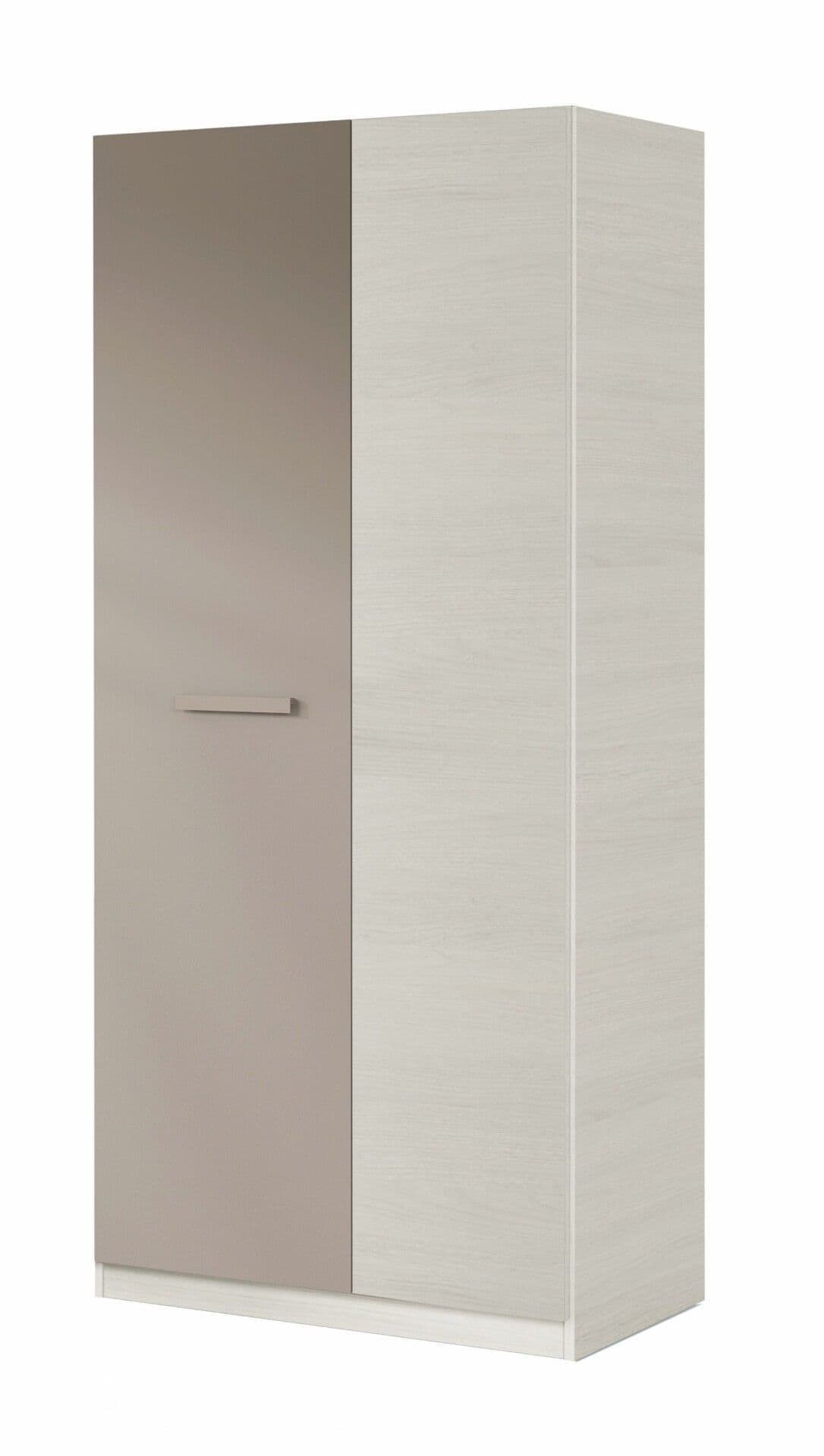 White & Grey Ash 2-Door Wardrobe