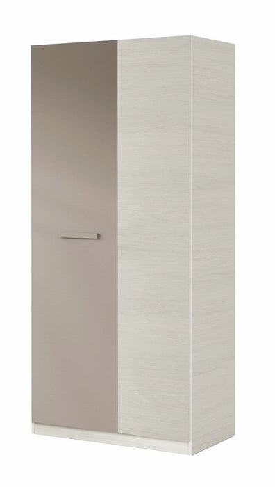 White & Grey Ash 2-Door Wardrobe