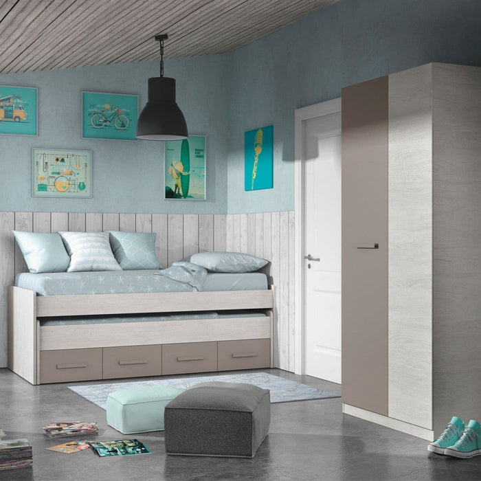 White & Grey Ash 2-Door Wardrobe