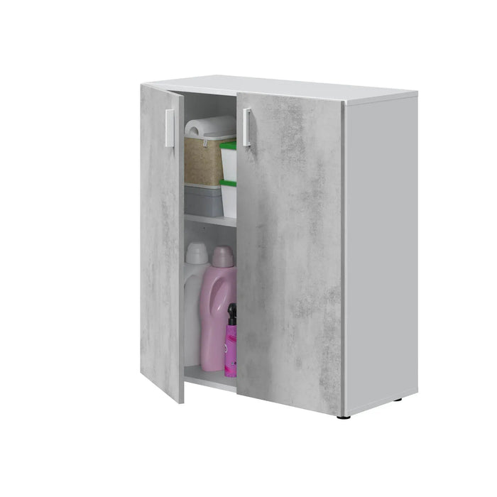 2-Door Grey & White Wide Universal Wall Storage Cupboard