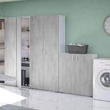 2-Door Grey & White Wide Universal Wall Storage Cupboard